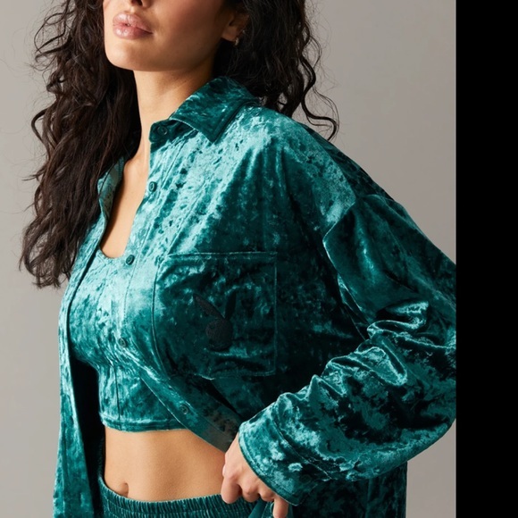 Brand NEW NWT Ladies Playboy Black Crushed Velour Shacket velvet soft feel - Picture 13 of 16